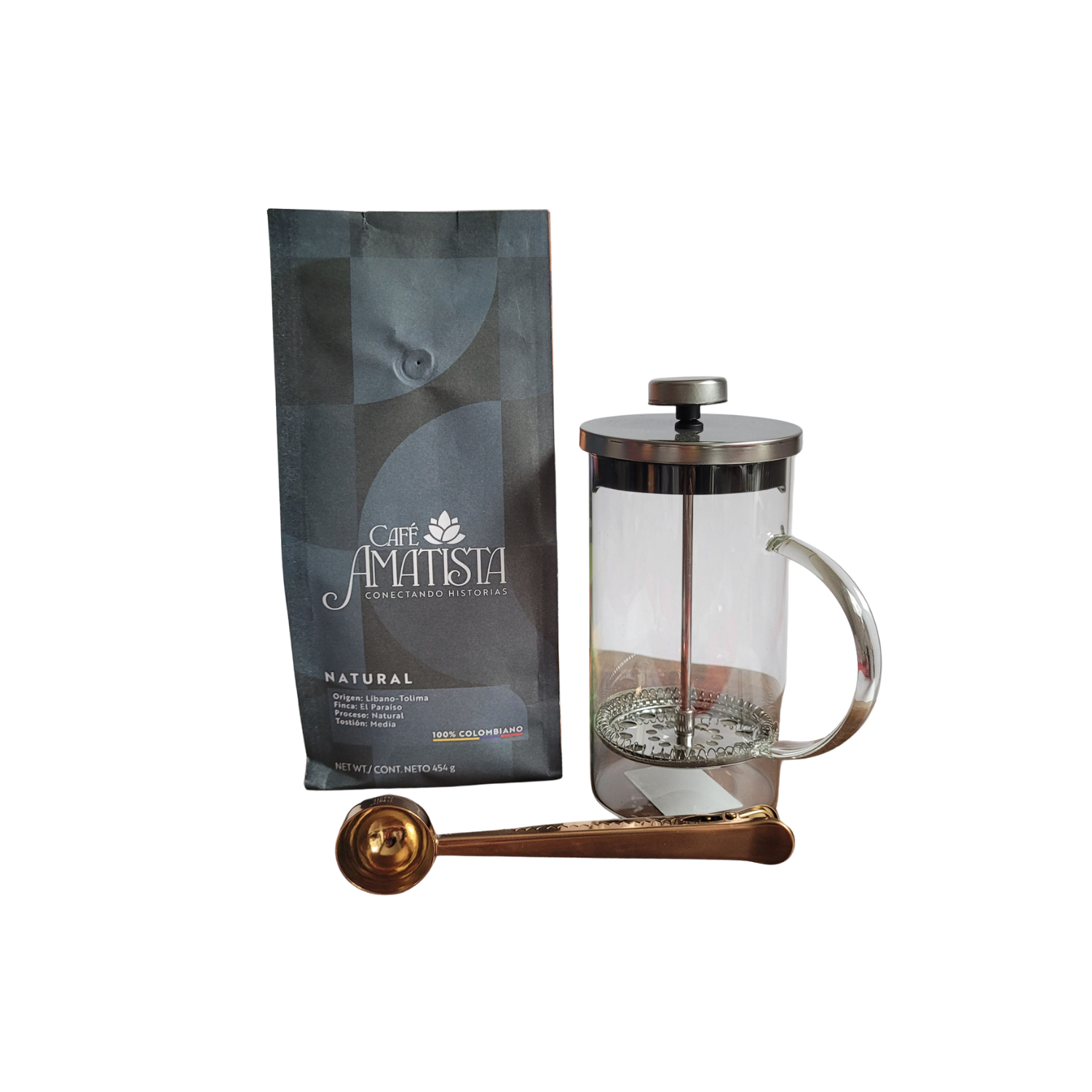 Kit Café Natural + Prensa 600ml + Cuchara con gancho - Image 2