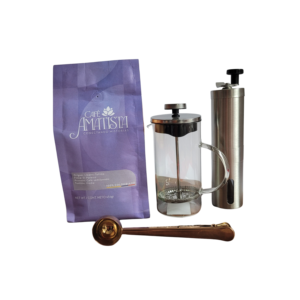 Kit Café Semilavado + Prensa 350ml + Cuchara con gancho + Molino