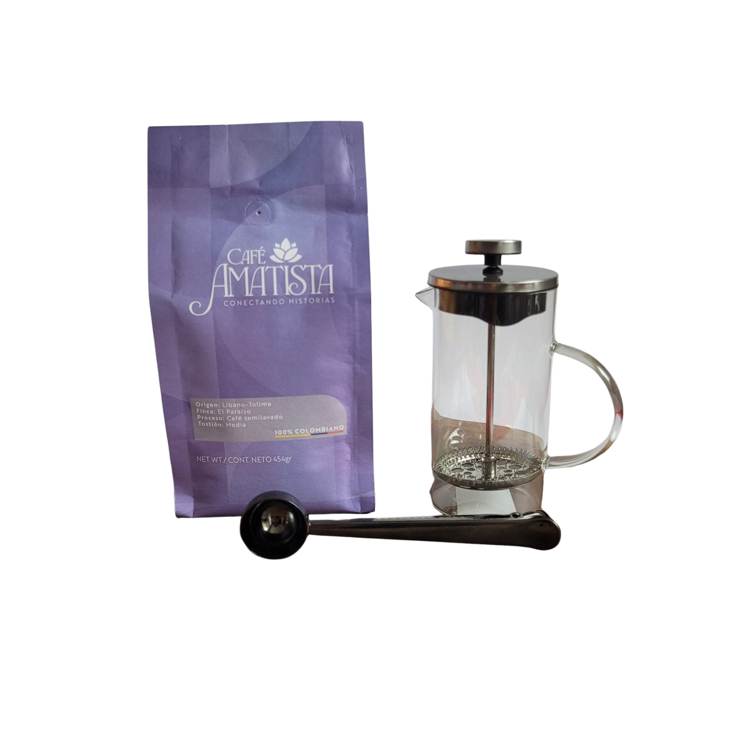 Kit Café Semilavado + Prensa 350ml + Cuchara con gancho - Image 2
