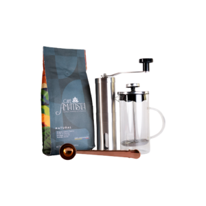 Kit Café Natural + Prensa 350ml + Cuchara con gancho + Molino